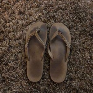 Brown Rainbow Flip Flops